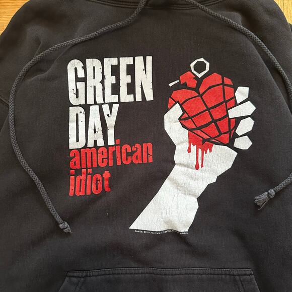 Vintage y2k Green Day American Idiot Hoodie 2004 Size Medium - Picture 2 of 5